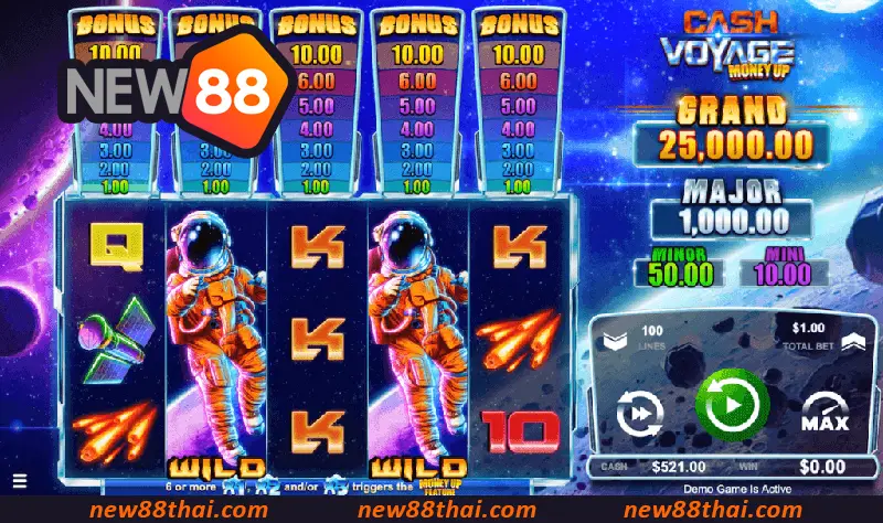 Cash Voyage – ออกเดินทางสู่กาแล็กซีกับสล็อตอวกาศสุดล้ำ ลุ้นแจ็กพอตใหญ่ได้ทุกสปิน