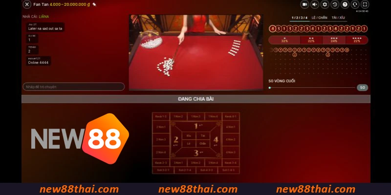 คุณสามารถติดตามผลสดเมื่อเล่น Fantan ที่ NEW88