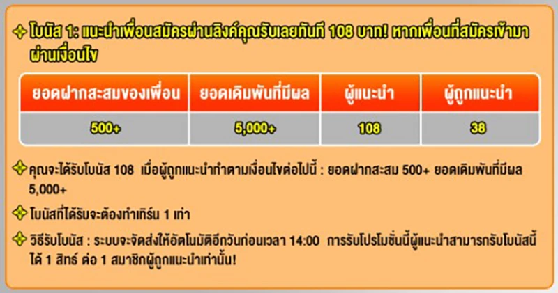 รายละเอียดสิทธิพิเศษในการแนะนำเพื่อน