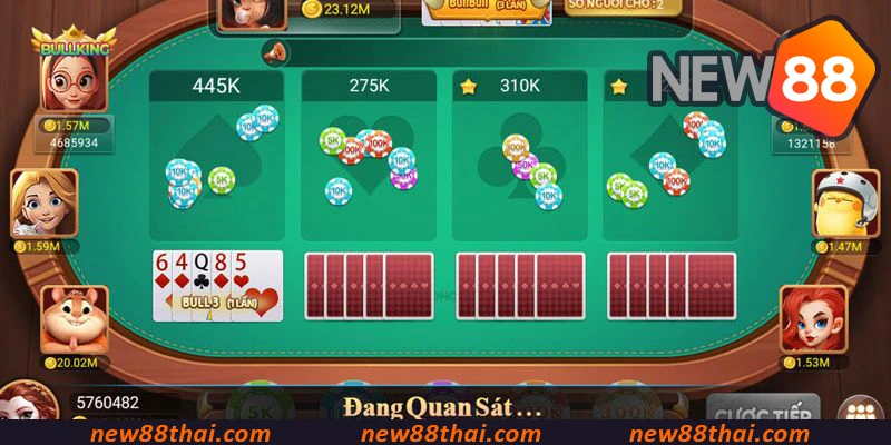 ล็อบบี้เกม Bull Bull Casino Game ดึงดูดสมาชิก NEW88 จำนวนมากอยู่เสมอ